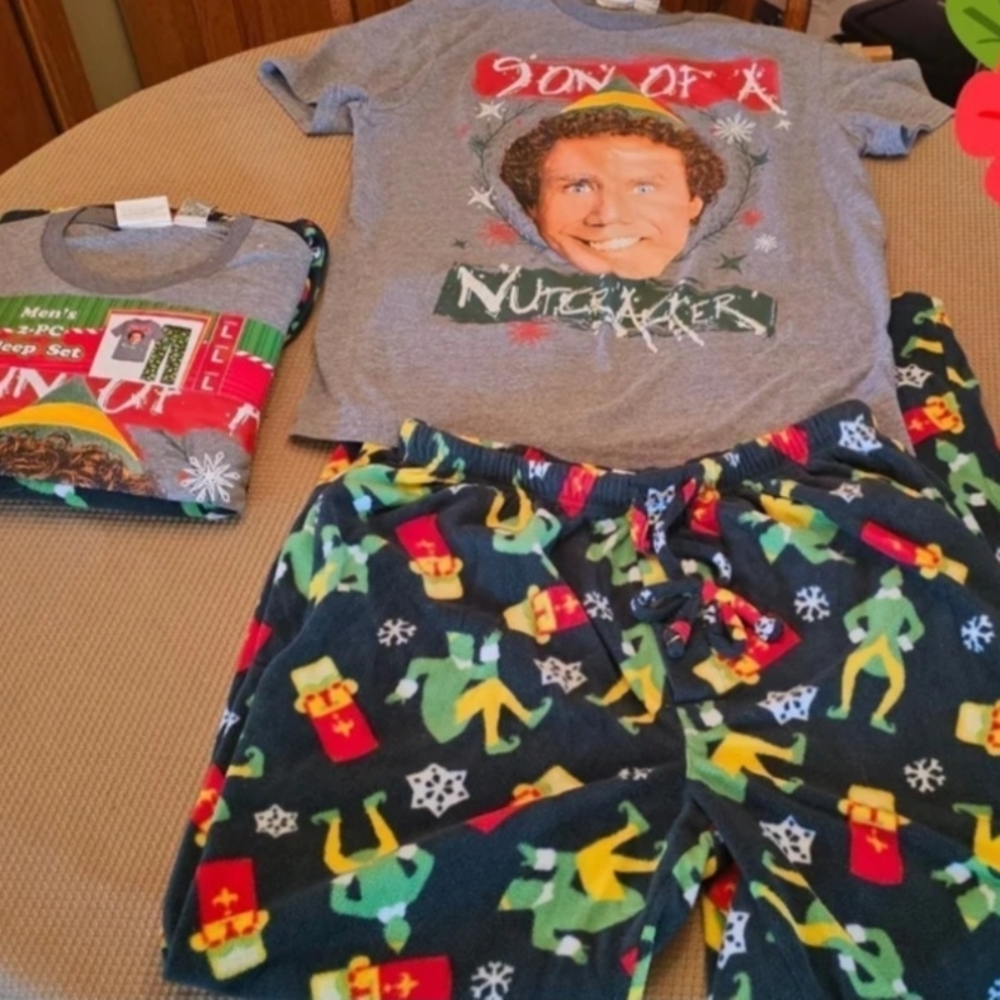 Lot of 2 Christmas Elf Pajama Sets "Son of a Nutcracker" DISCONTINUED Size L